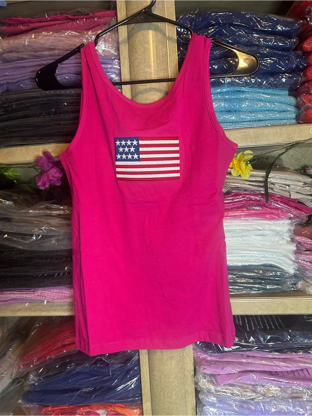 Zenana Outfitters Hot Pink American Flag Tank Top